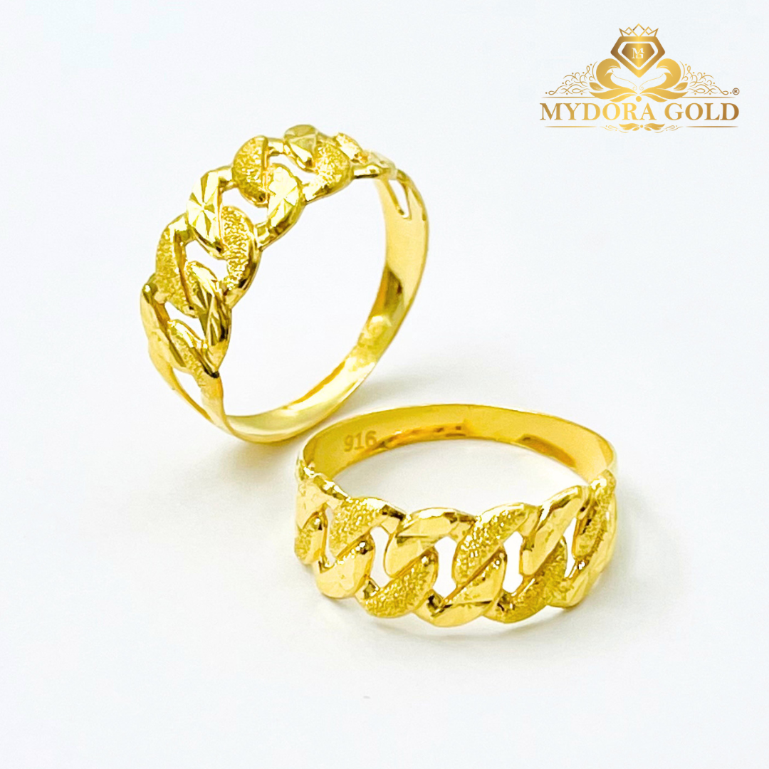 MYDORA Cincin Stamping Kait Pahat Pasir l EMAS 916/22K