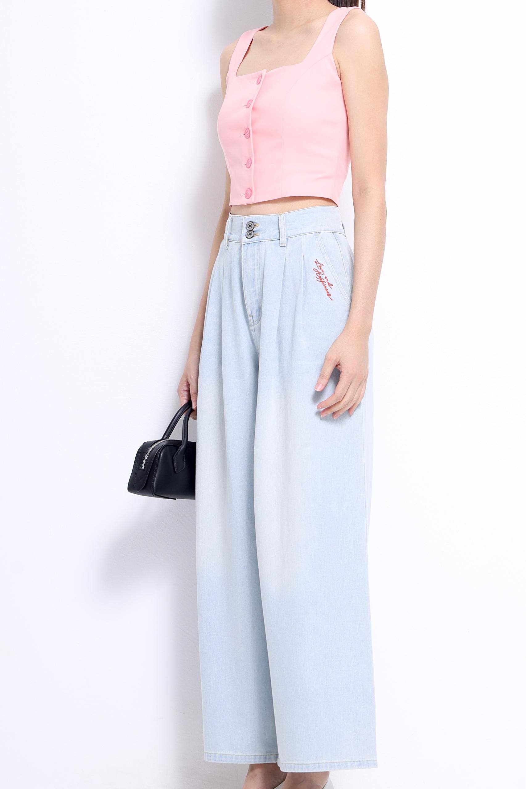 CP1659 WIDE LEG BAGGY WORD PATCH LONG JEAN
