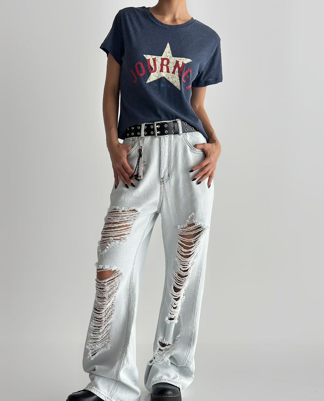 星星印花短裝tee