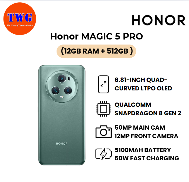 HONOR MAGIC 5 PRO (12+512GB) DEMO SET 100% ORIGINAL MALAYSIA