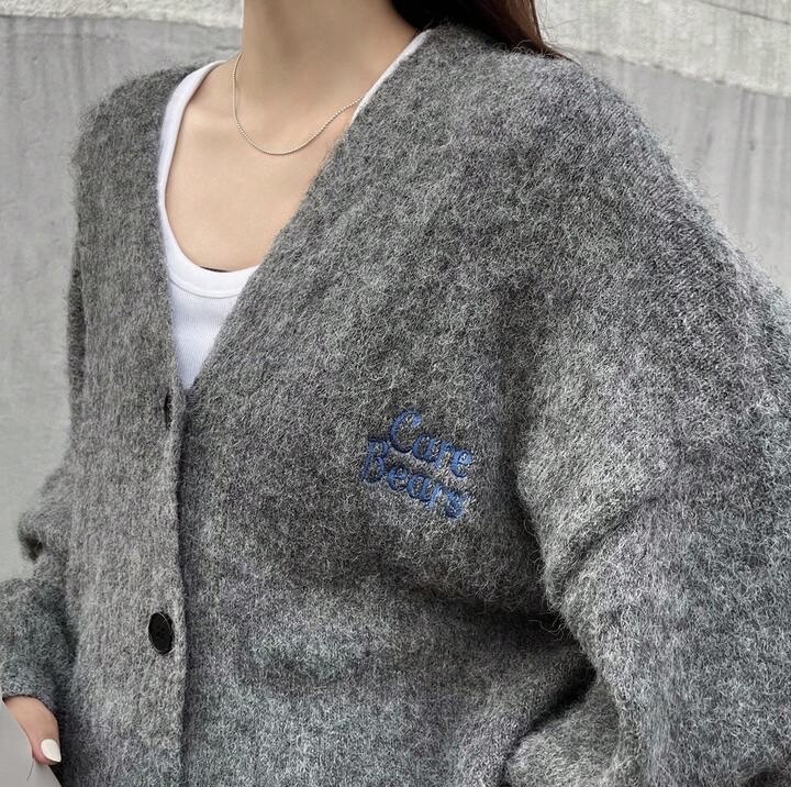 🌈🐻復古毛絨刺繡針織外套