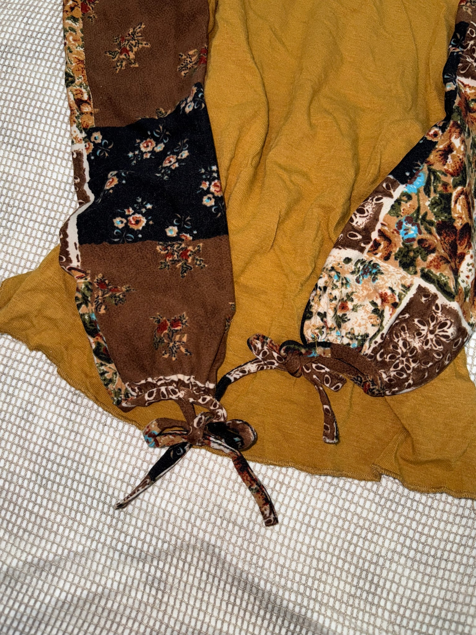 Vintage Boho Floral Patchwork Long Sleeve Top