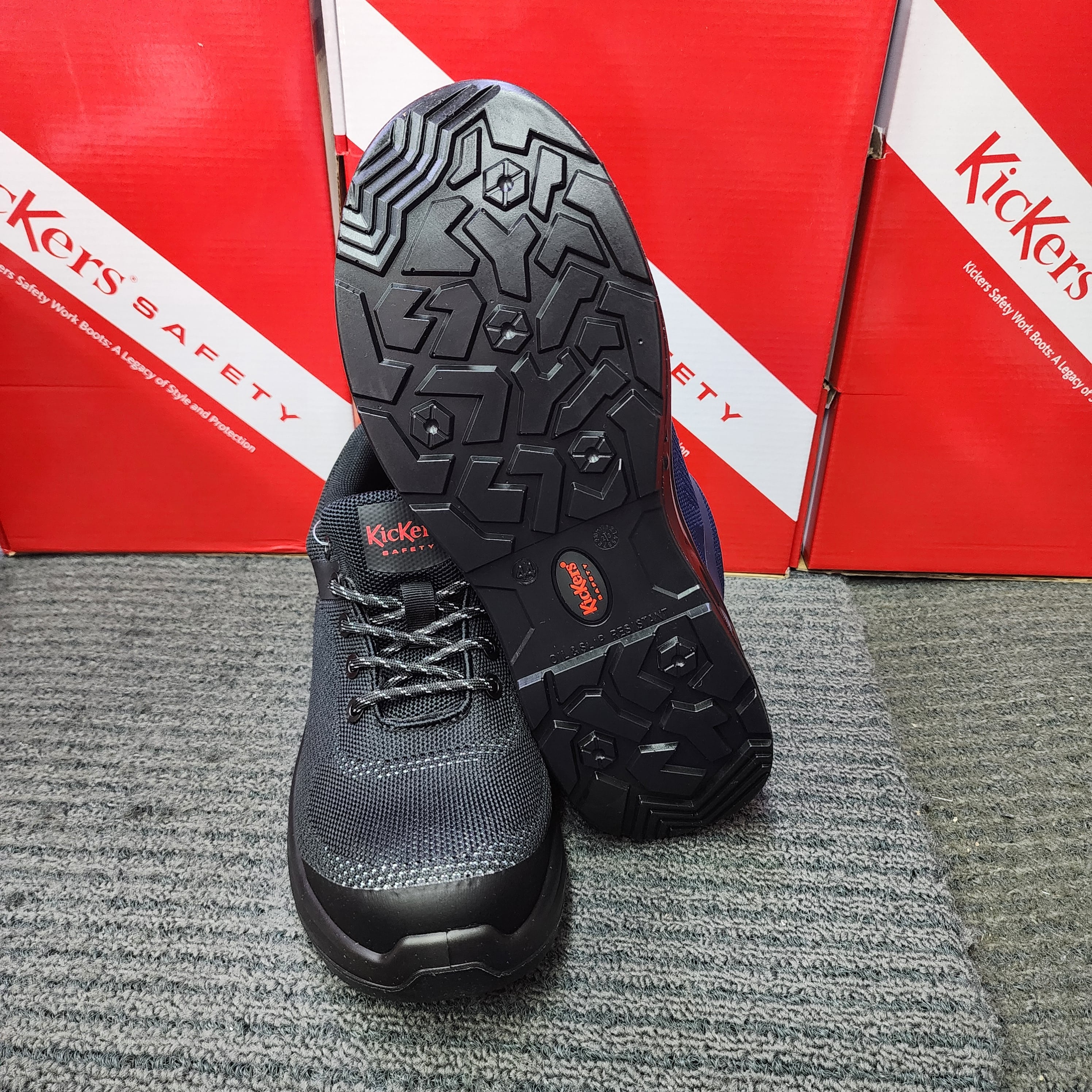 KicKers 2528 Safety Ankle Cut Lace ESD Black Blue Safety Shoes Kasut Keselamatan