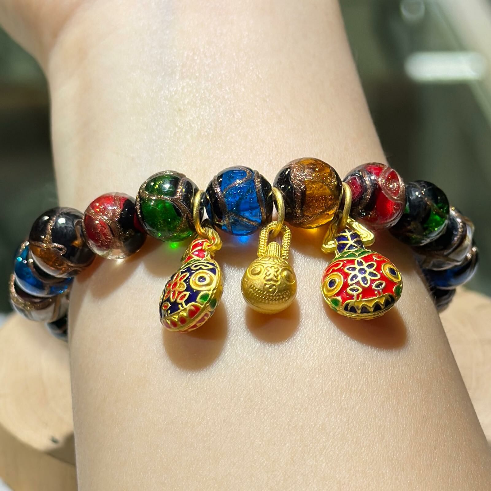 香灰琉璃配吞金獸掛飾手串 10mm+/-