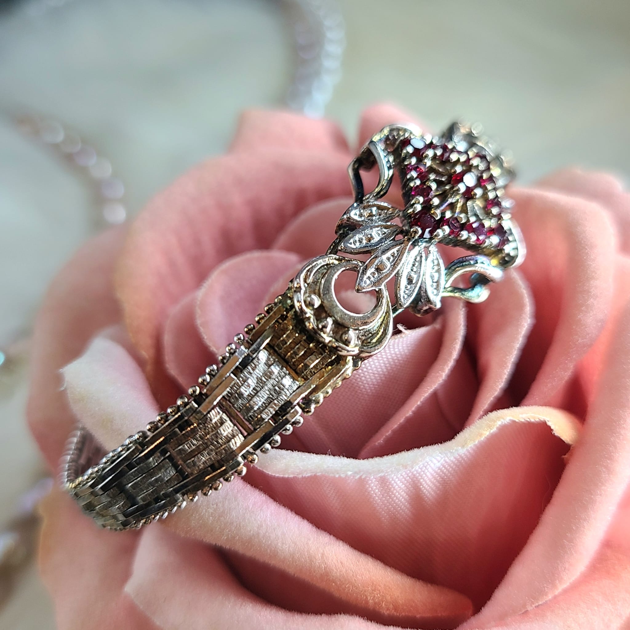 70年代石榴石意大利純銀手鍊