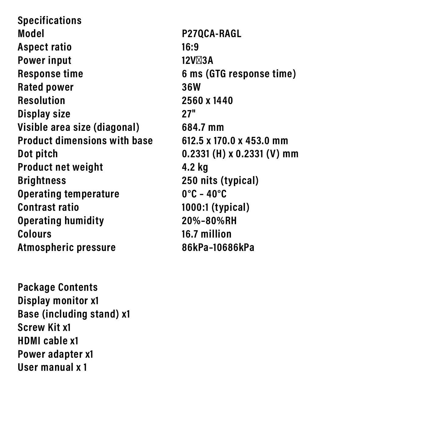 Xiaomi 27" A27Qi 2K QHD IPS Monitor 100Hz (ELA5816UK)