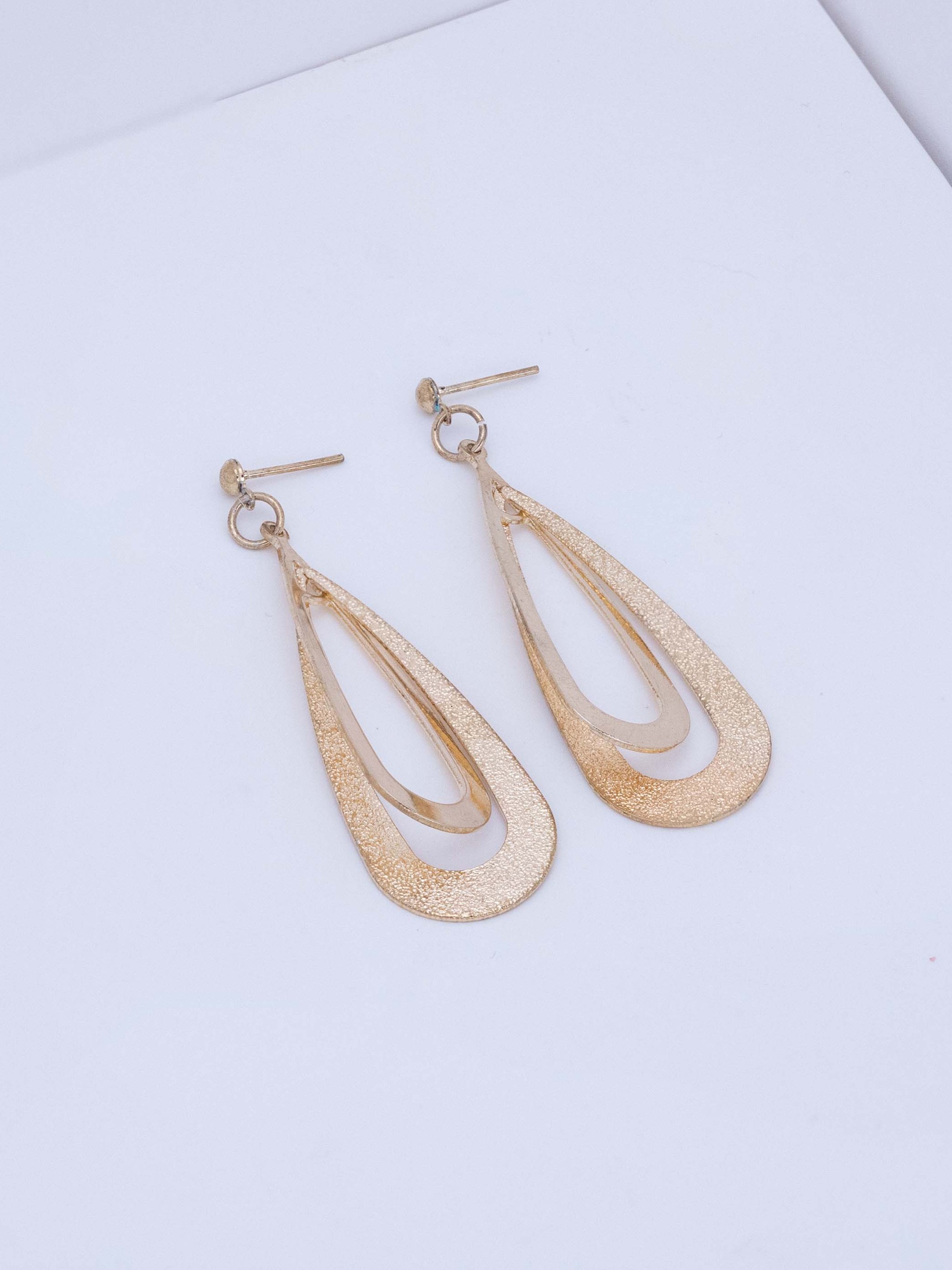 Layered Cut-Out Drop Stud Earrings