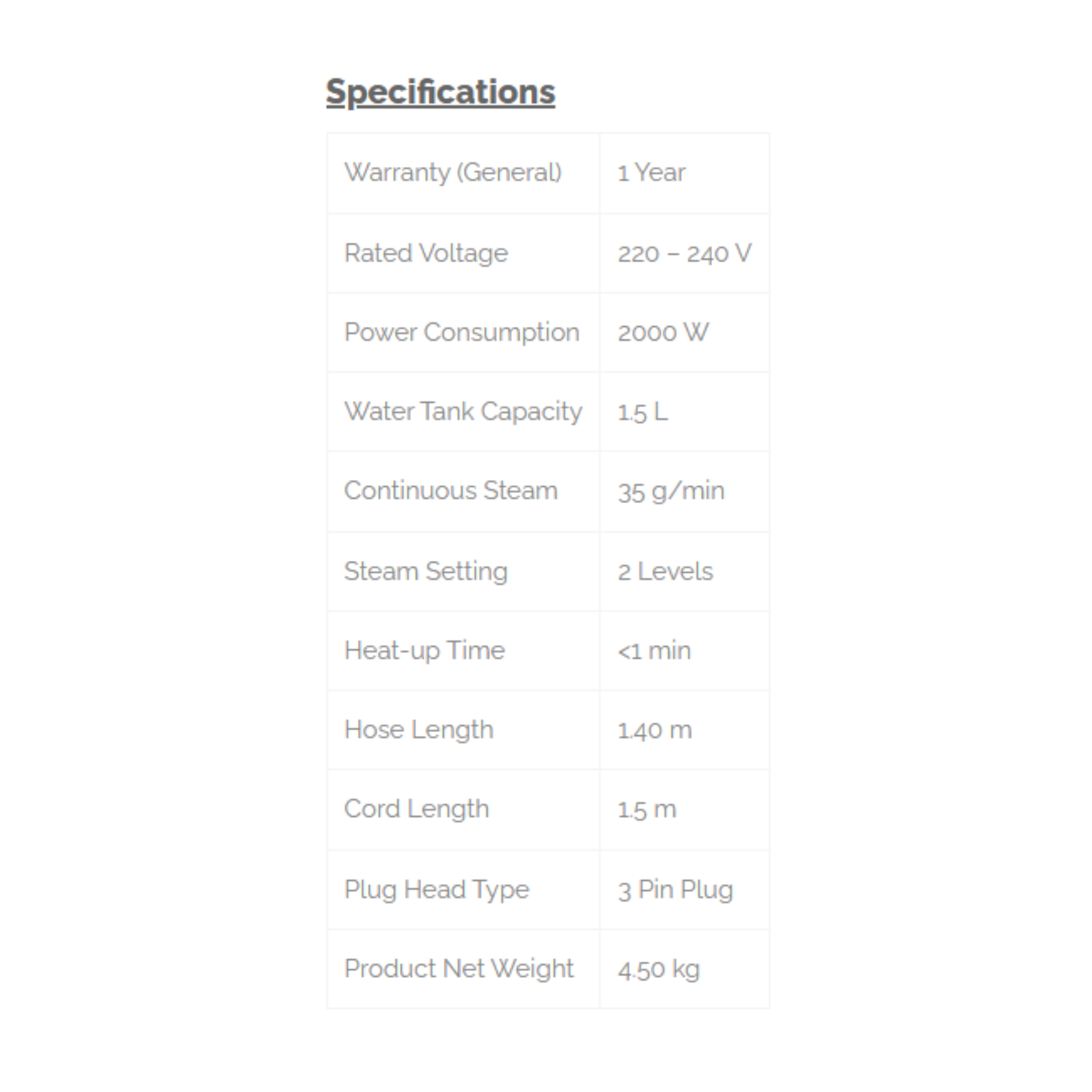 Phison 2000W Garment Steamer PGS-1161