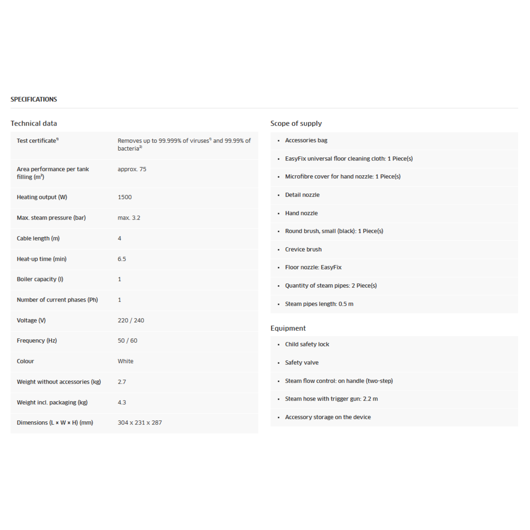 Karcher SC2 Deluxe EasyFix Steam Cleaner (SC2 Deluxe)