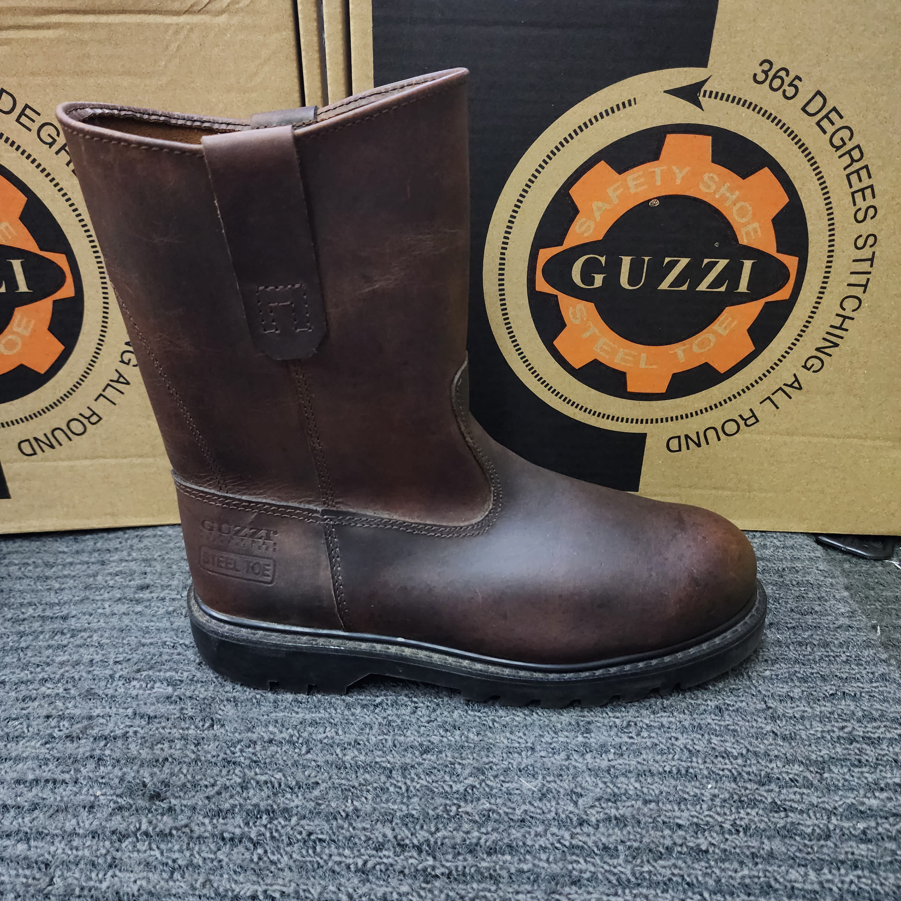 Guzzi 302 High Cut Pull On safety boots SIRIM APPROVED Leather Shoes Leather Rubber Men Steel Toe