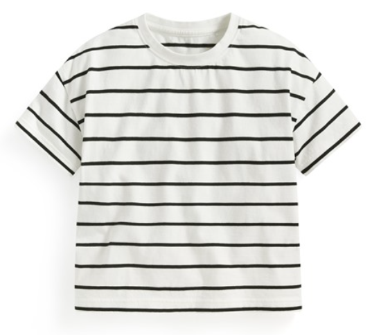 純棉條紋寬版落肩T恤-童