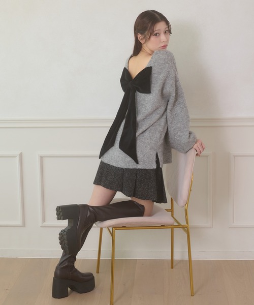 大蝴蝶結後背針織冷衫