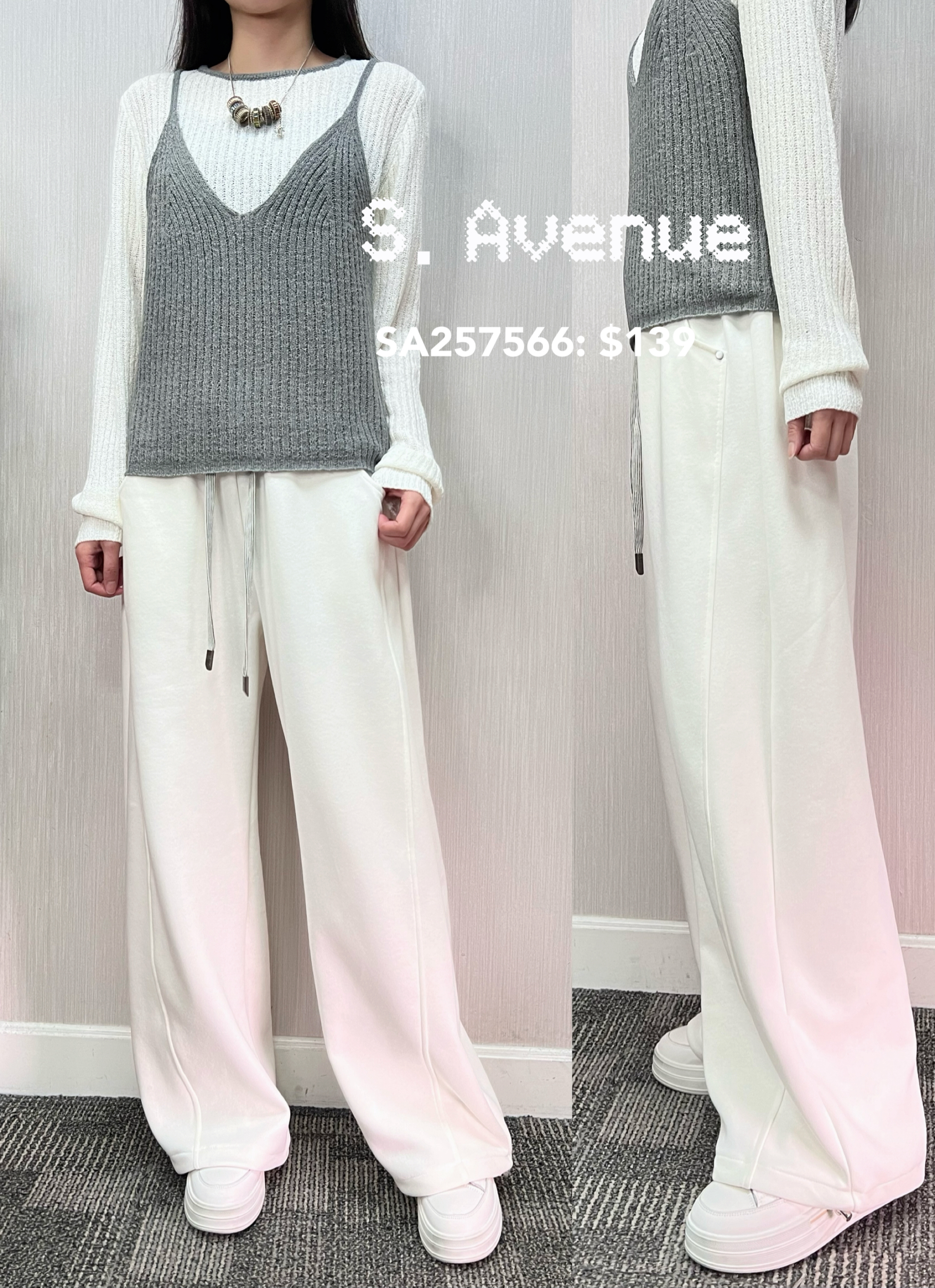 SA257566: 橡筋腰前袋打釘靚cut彎刀褲