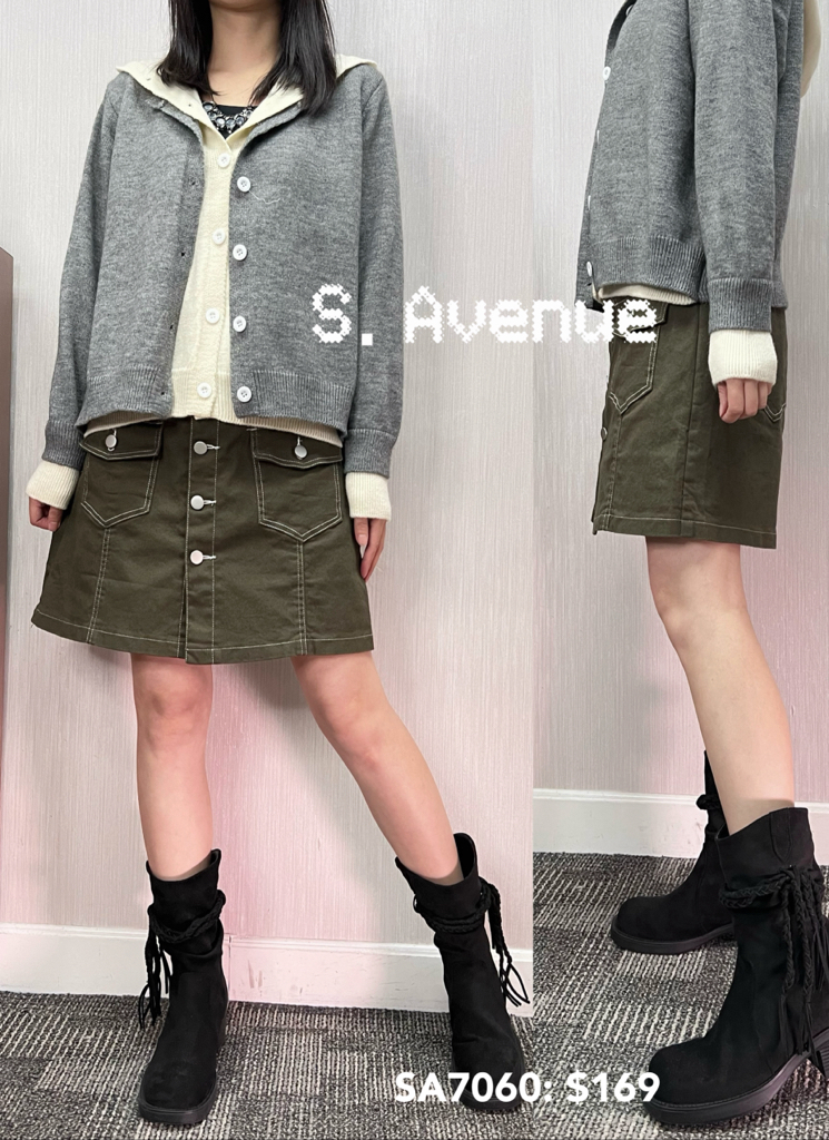 SA7060: 前有排鈕明線半截裙褲