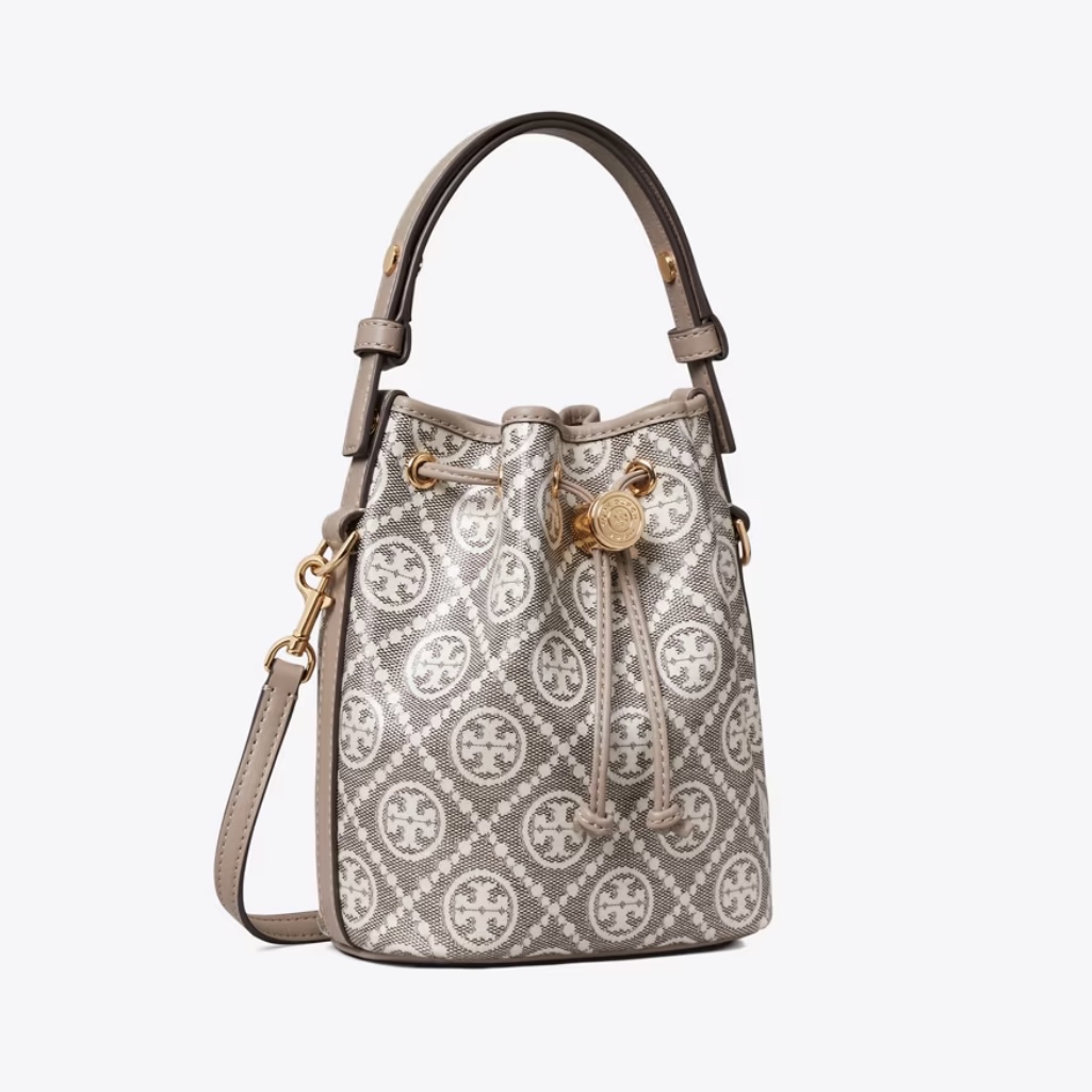 T MONOGRAM COATED JACQUARD MINI BUCKET BAG