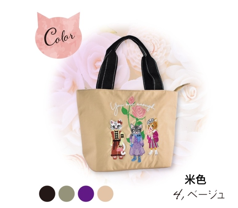 $129件,日本直送-日本保溫保冷貓咪刺繡手提包