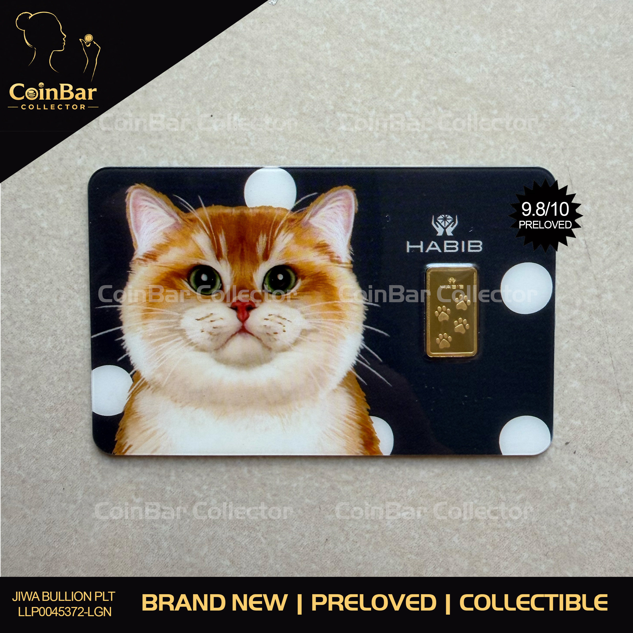 (SN531248) HABIB British Shorthair Cat 1g 🇲🇾 Fine Gold Bar Emas 999.9 猫足印金