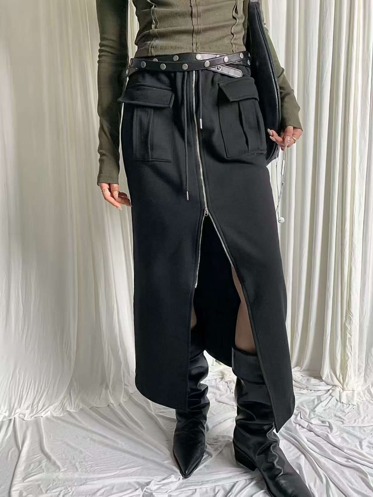 橡筋腰拉錬直身Sk