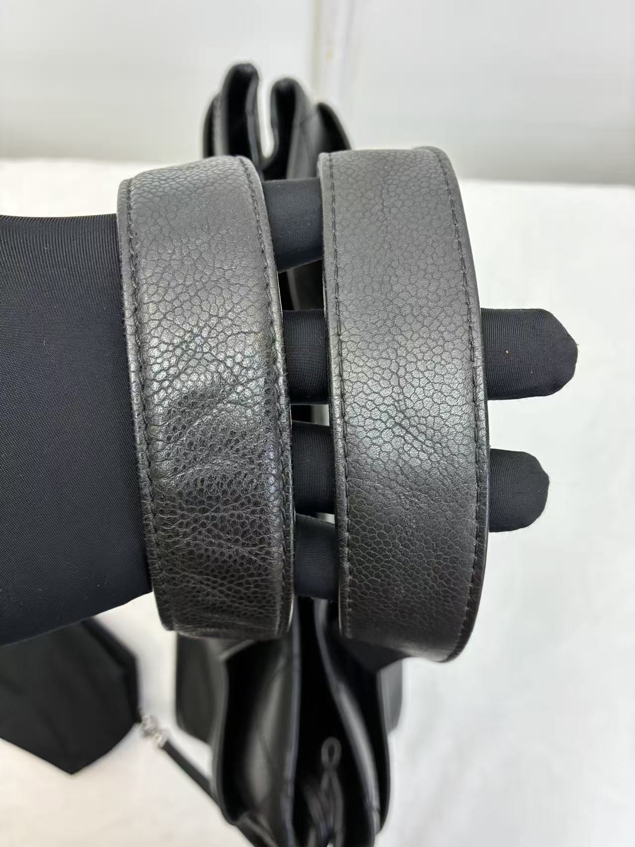 Chanel香奈兒橫版機場包 子母袋Tote購物袋 黑銀 荔枝牛皮 手提包 經典款大容量托特包 絕版收藏 