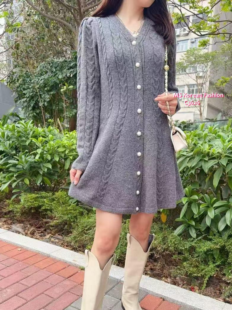 C3626 韓國🇰🇷V領修腰連身裙