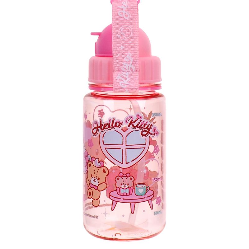 Hello Kitty 350ml BPA Free Water Bottle With Straw & Neck Strap 膠水樽連飲管及頸繩