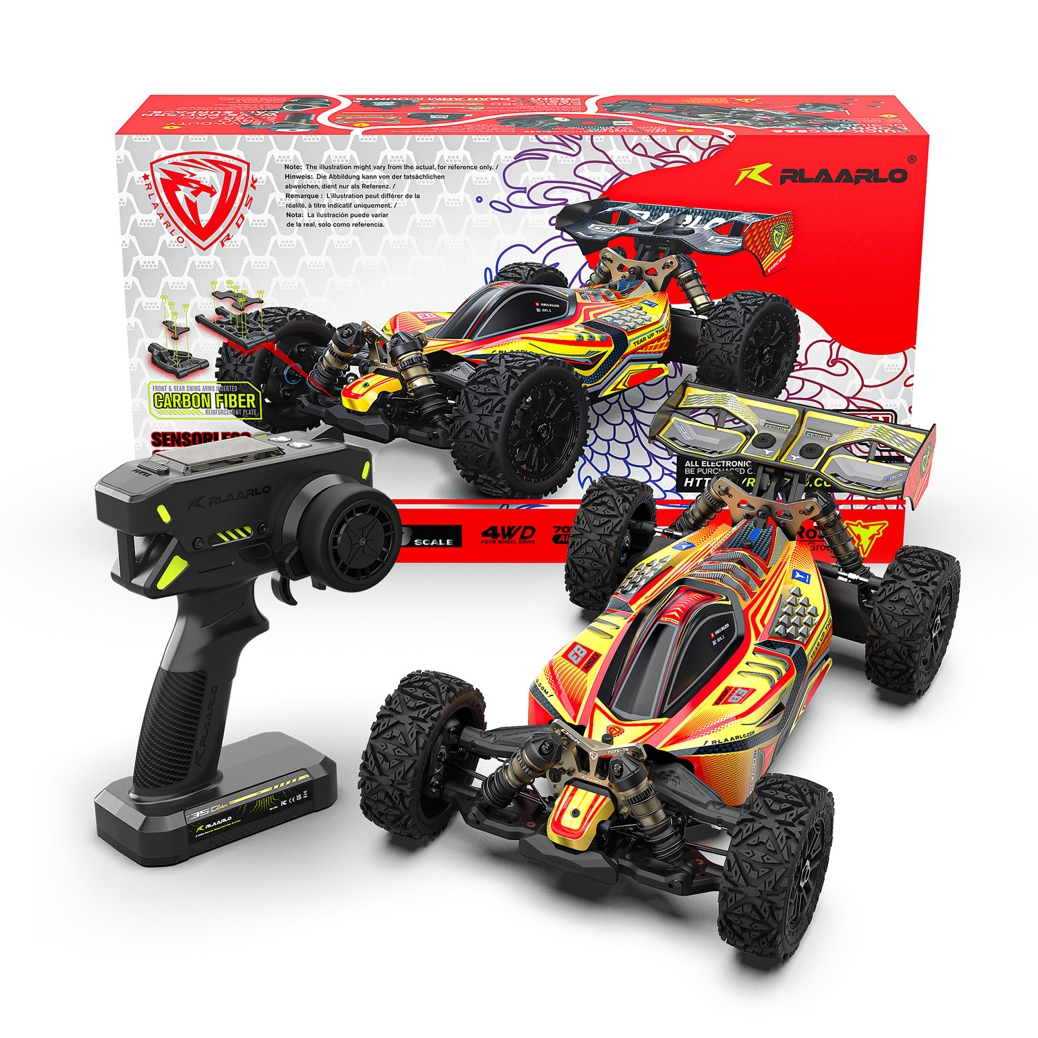 全新 雷拉洛 RLAARLO 1:8 龍鱗騎士 DSK 競速越野車 | 4WD 驅動 | 4274-2050KV 無刷馬達 | 180A 無刷電變 | 並支援最高 6S 電池  | 碳纖維版本