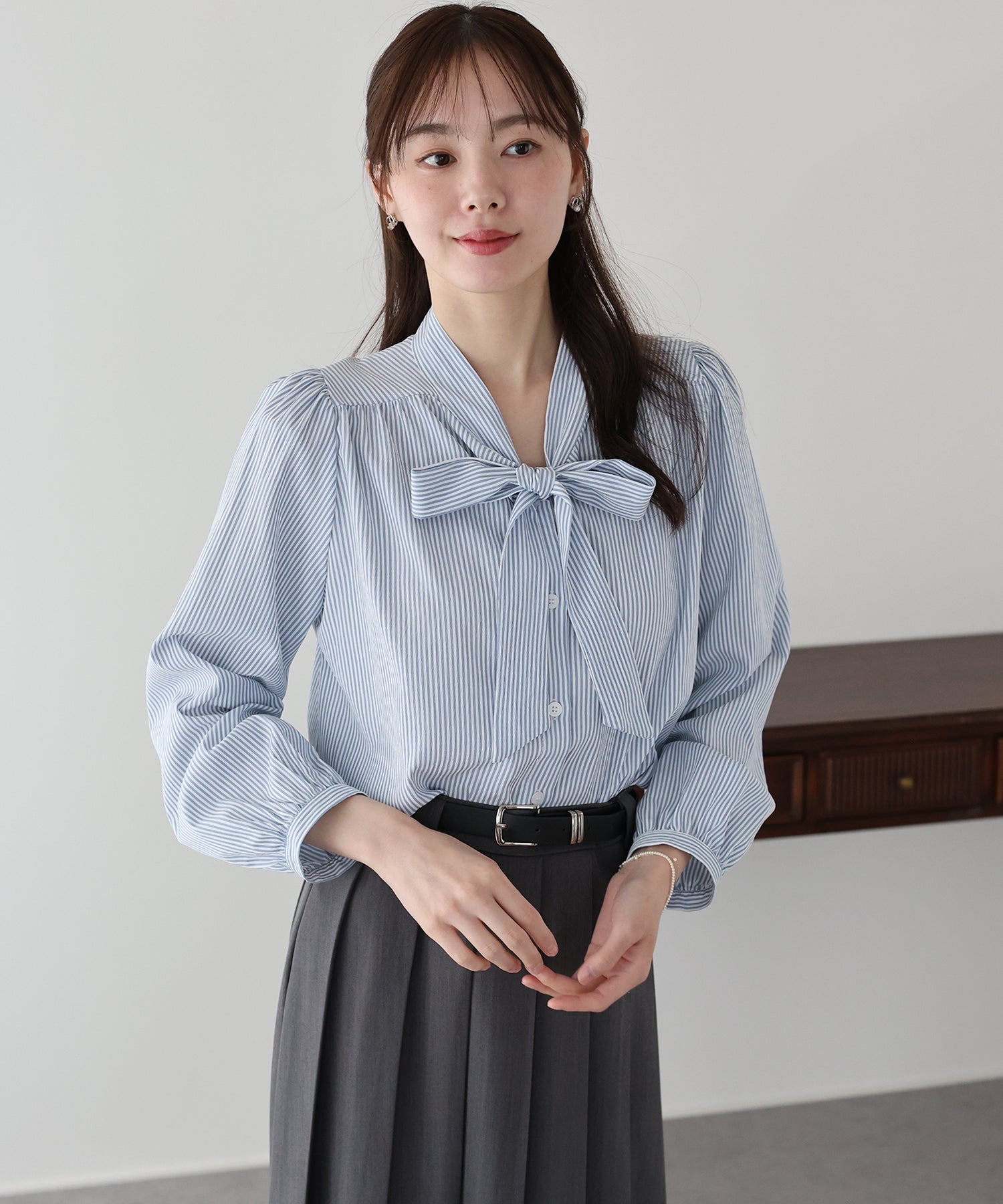 <JP> Soft Ribbon Shirt Blouse* 2色入 <預購>