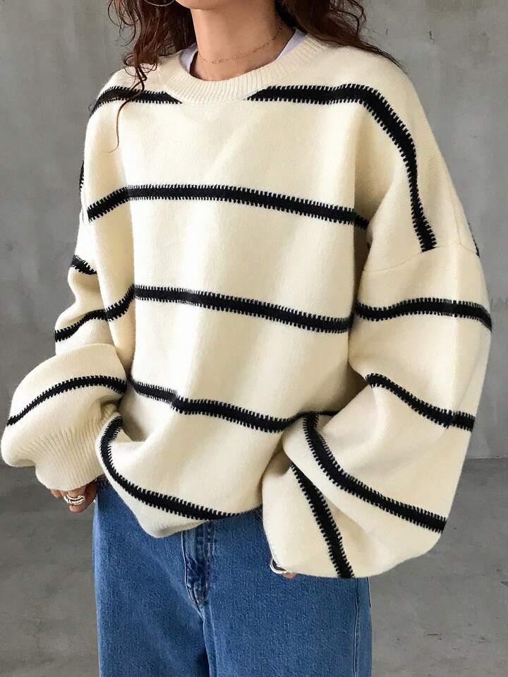 復古條紋針織毛衣
