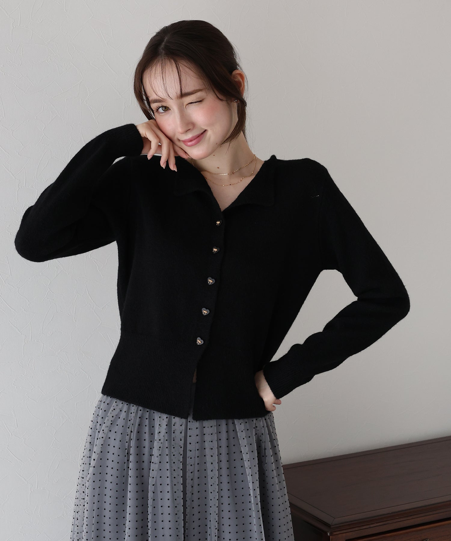 <JP> Soft Heart Bowknot Polo Knit * 4色入 <預購>