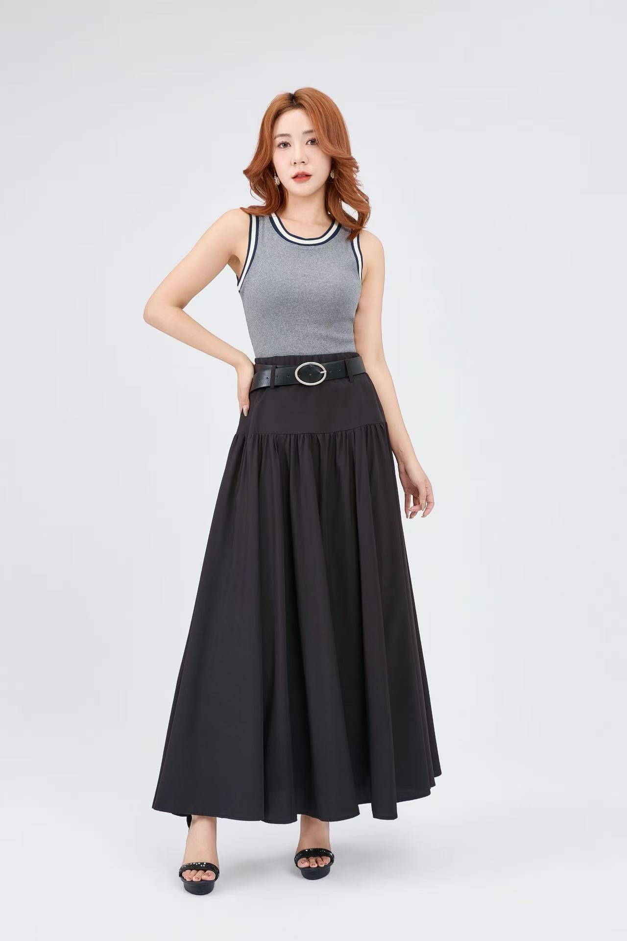 12241321 Soft Flow High-Waist Maxi Skirt