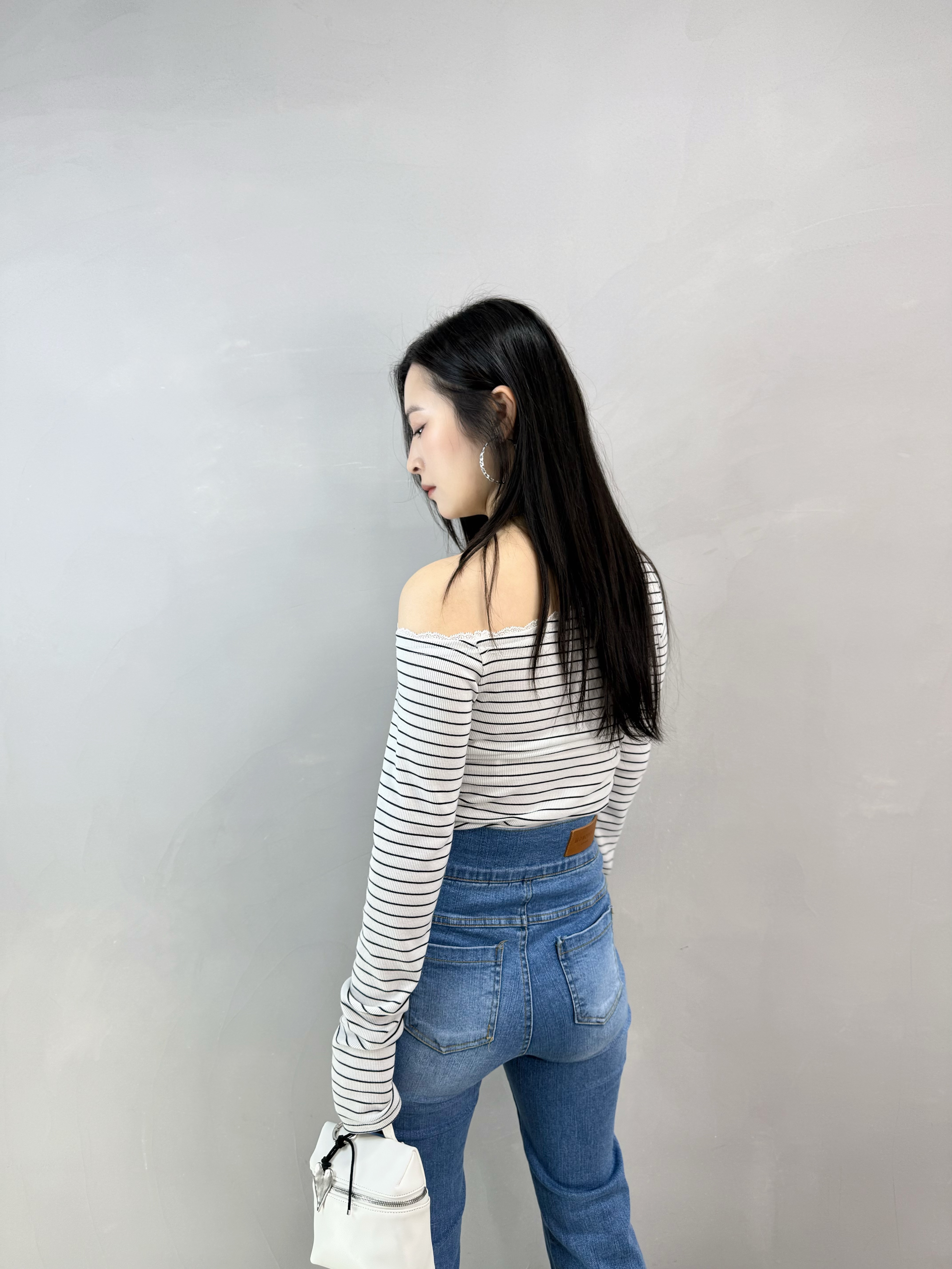 I65 前袋兩扣高腰喇叭褲