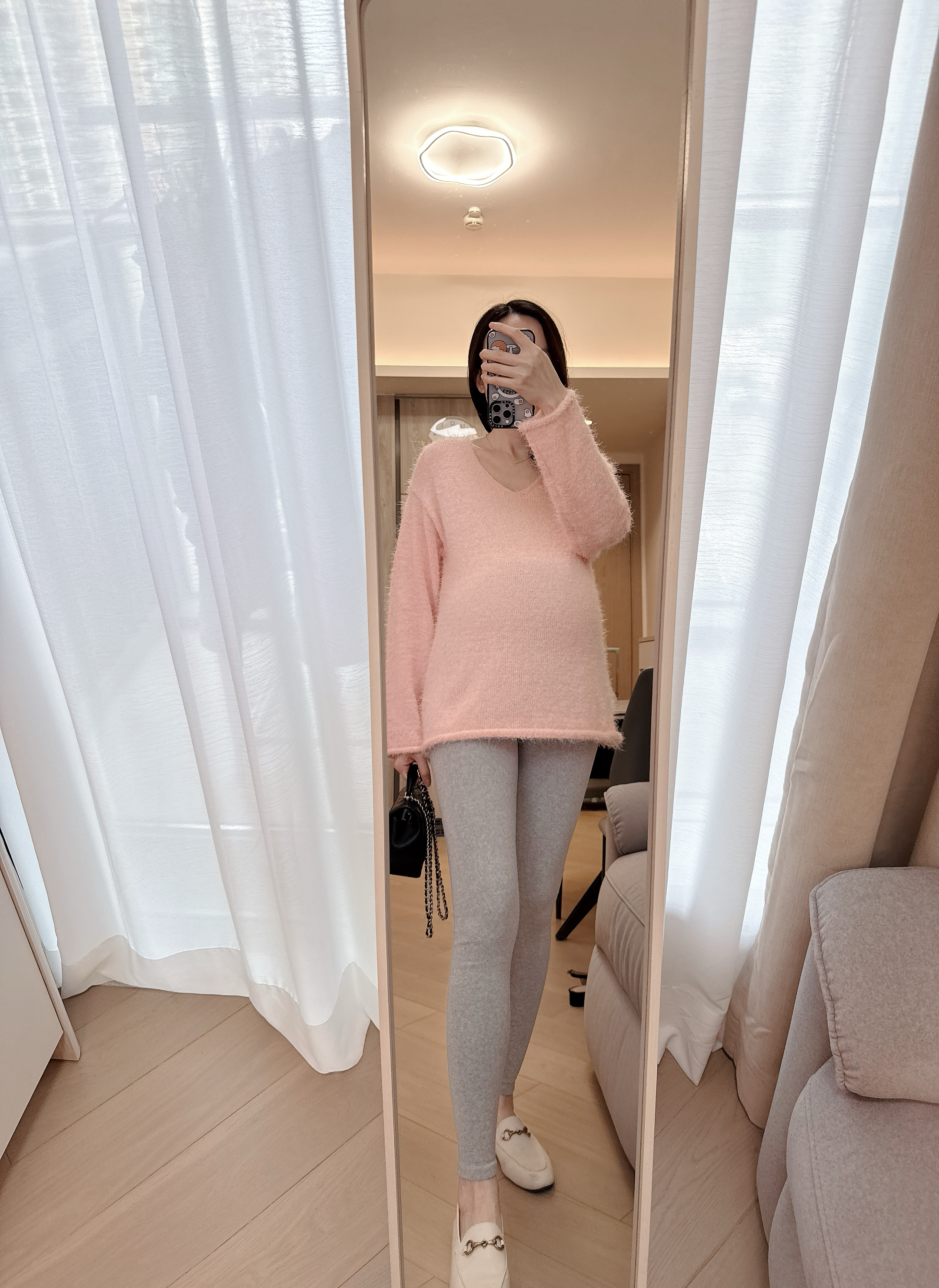 Soft Peach V-Neck Knit Top