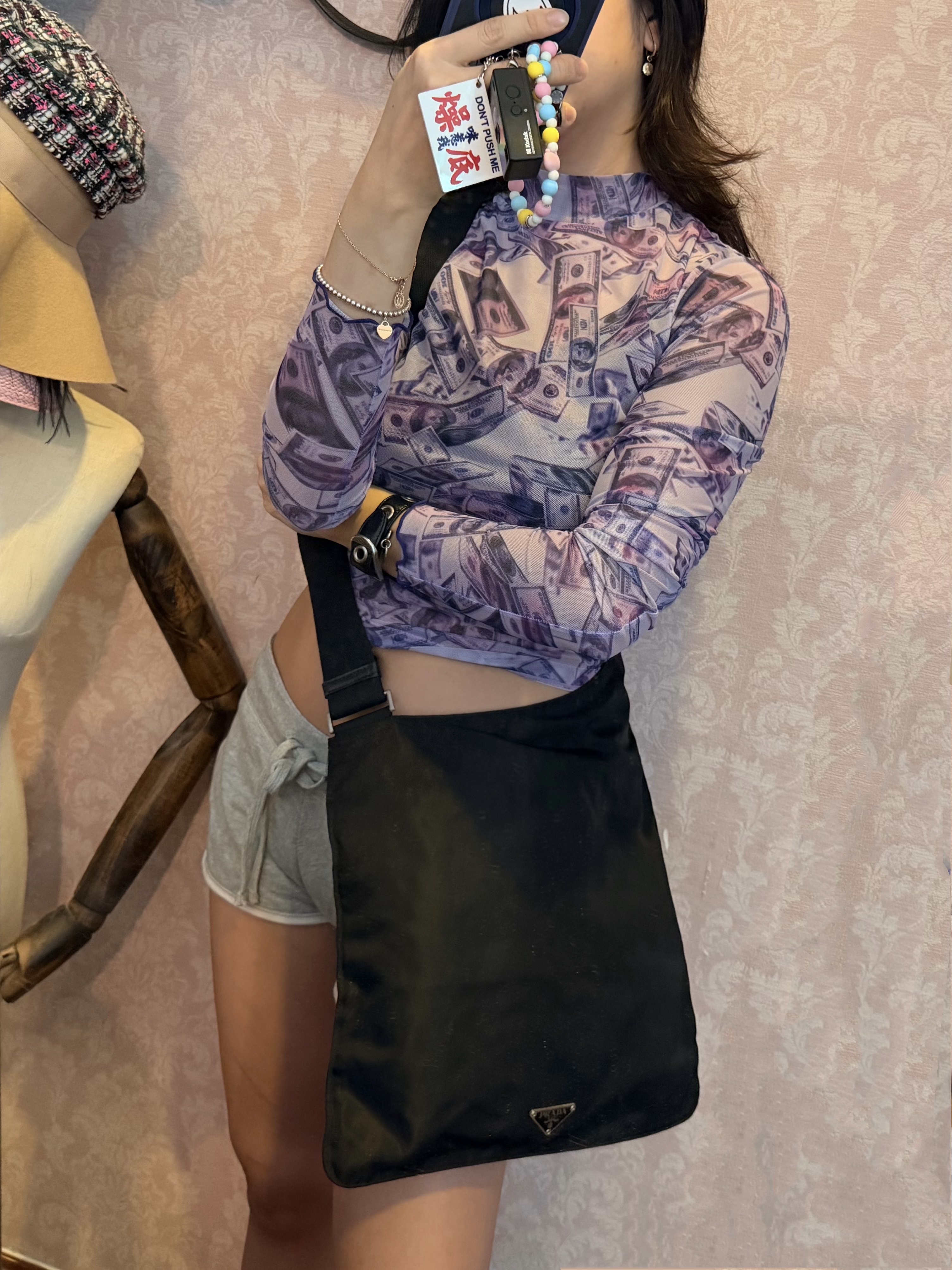 prada black黑色 nylon crossbody bag 