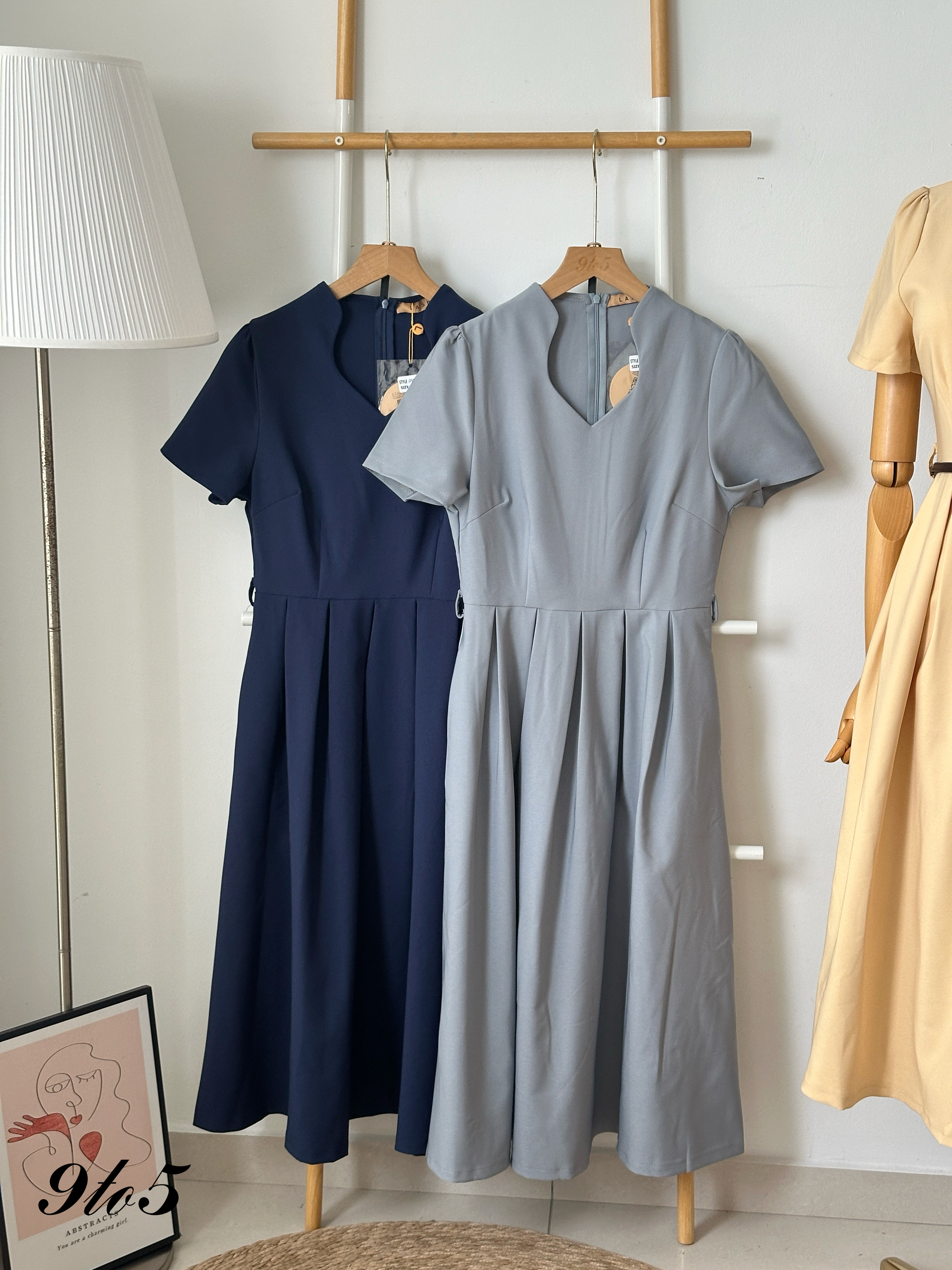 D2356 Diamond Neck Dress - 3 Colors 