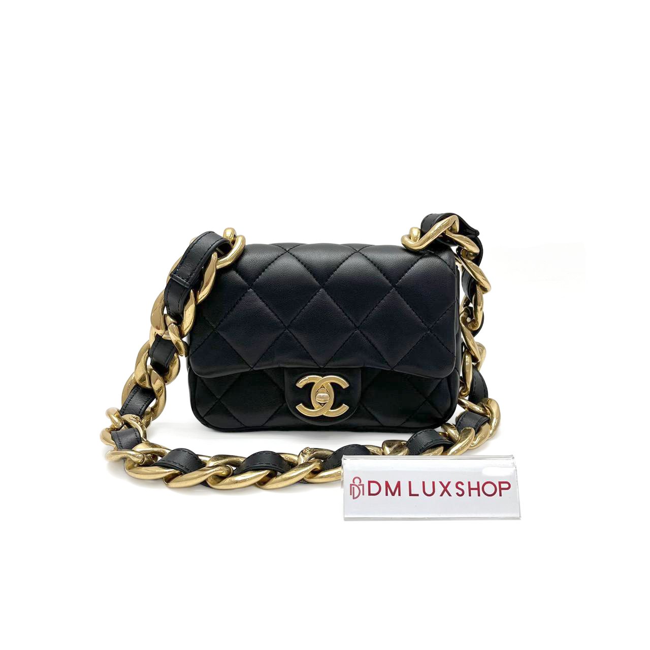 Chanel 22S Black Mini Funky Town Flap Bag (Microchip)
