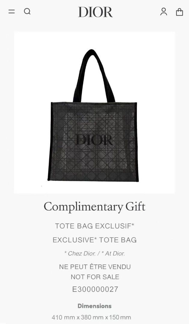 DIOR 專櫃贈品 黑色籐格紋托特包