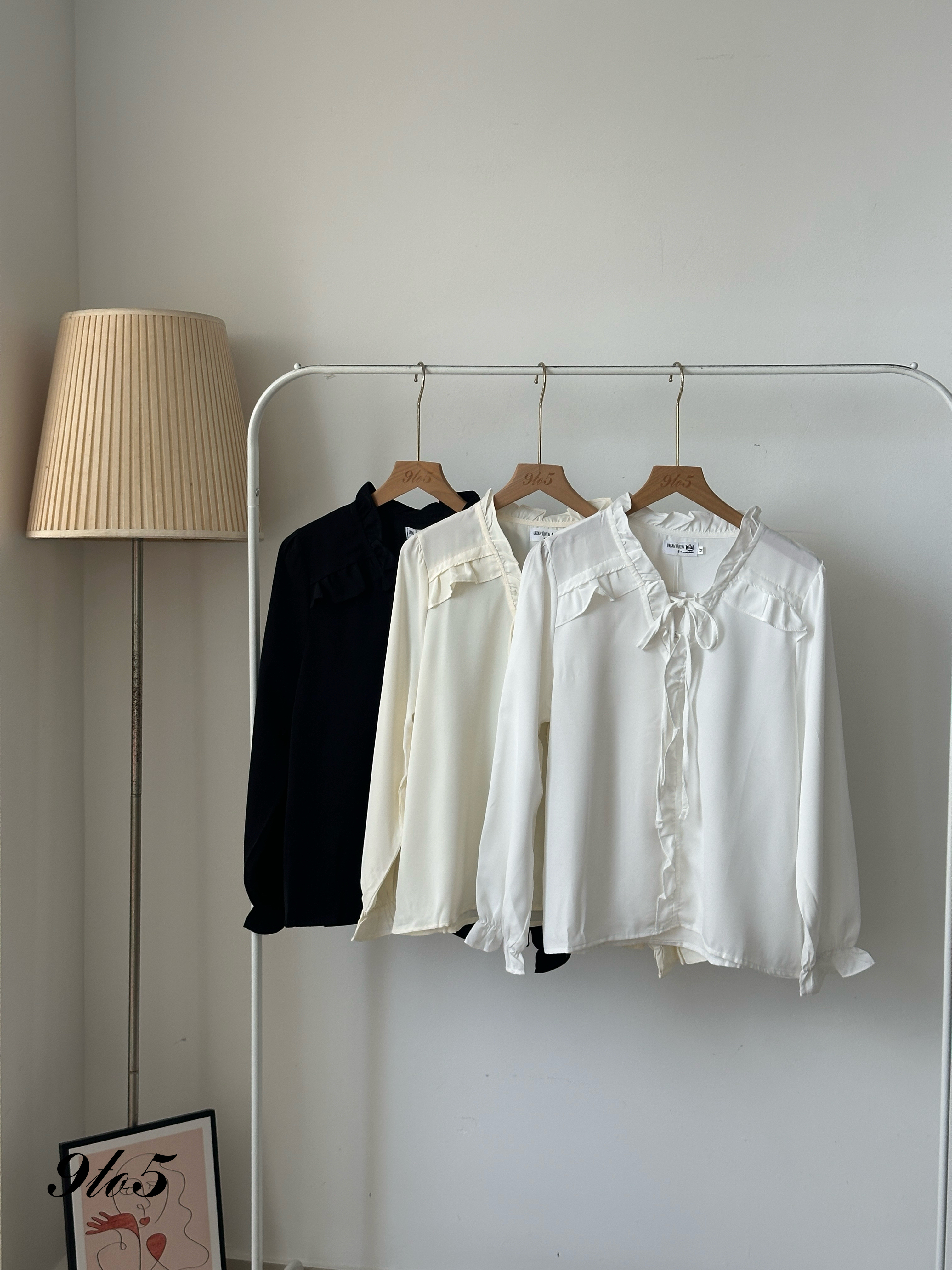 T3997 Bow-tie Ruffle Shirt - 3 Colors