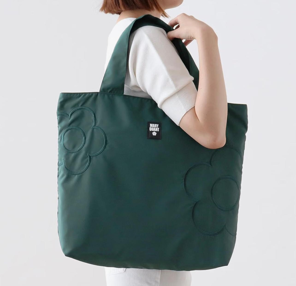 MARY QUANT 經典雛菊刺繡拉鍊摺疊環保袋（多色）