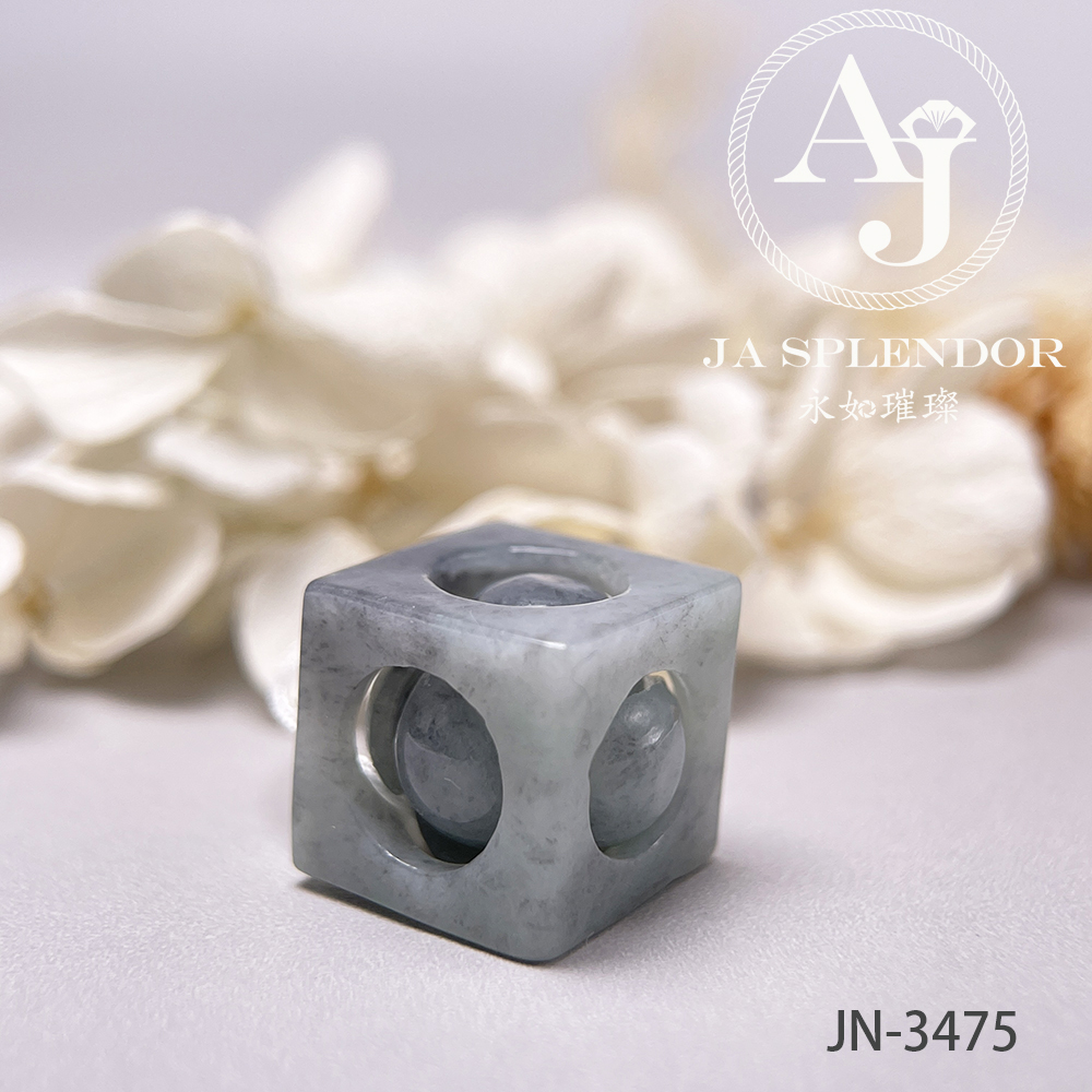 JN-3475/81/82/84 天然翡翠A玉 烏鷄招財進寶骰子吊墜