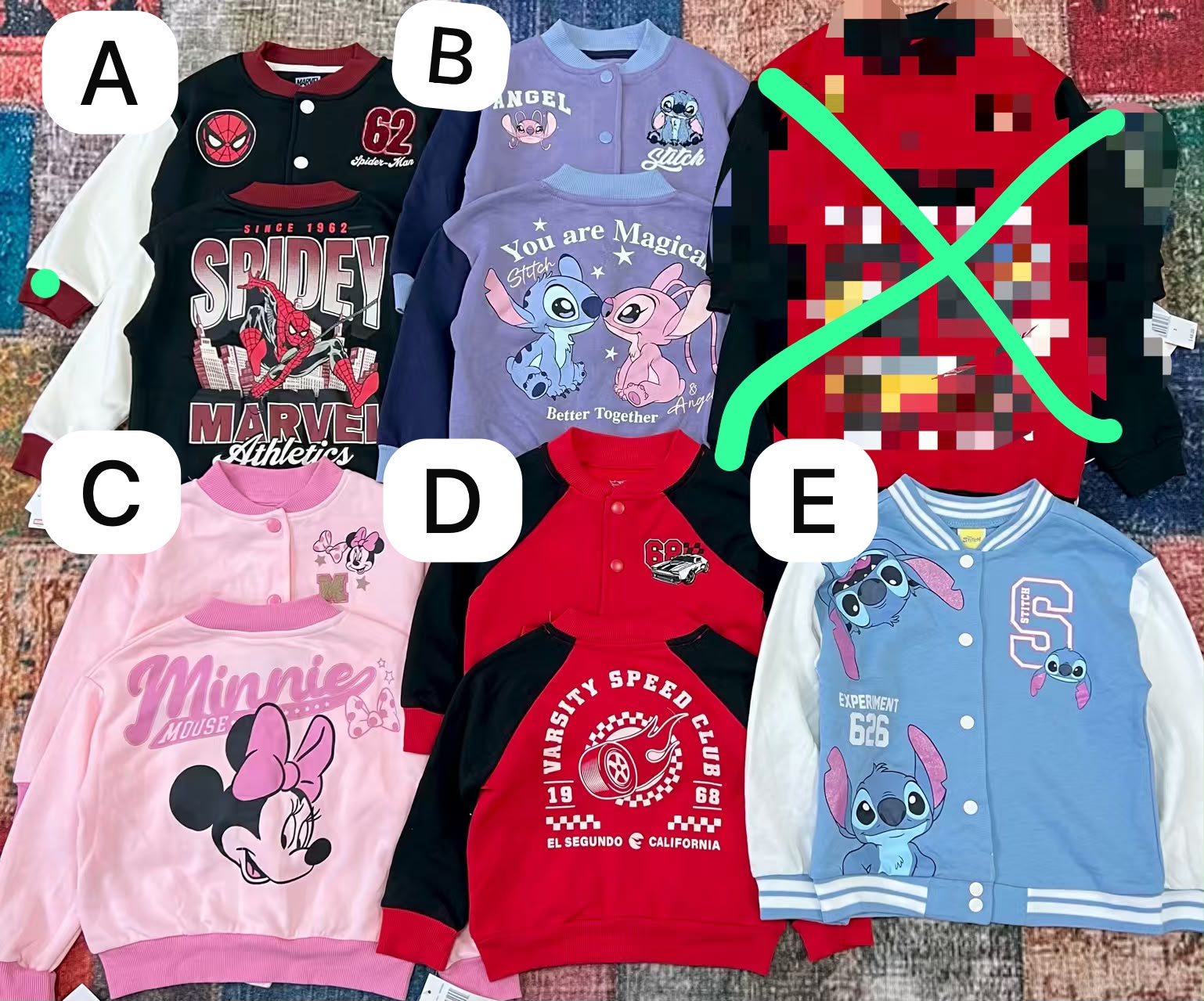 預訂款～快閃優惠‼️ 歐美單～Marvel/Stitch/McQueen/Minnie/Hot wheels棒球服外套