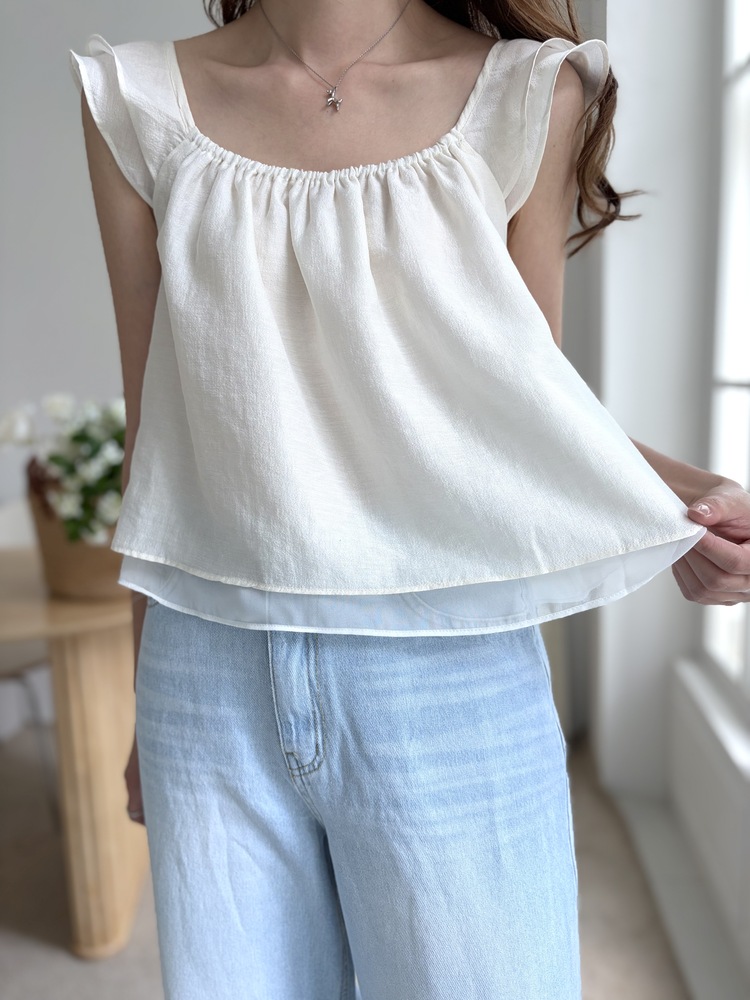 Luna Flutter Top (Ivory)