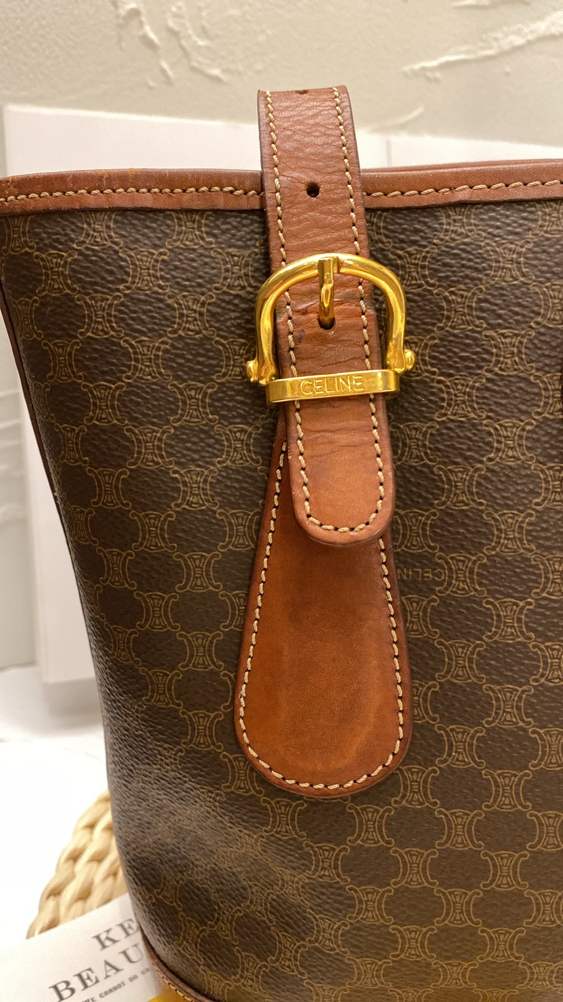 Celine Vintage Macadam Triomphe Bucket Bag
