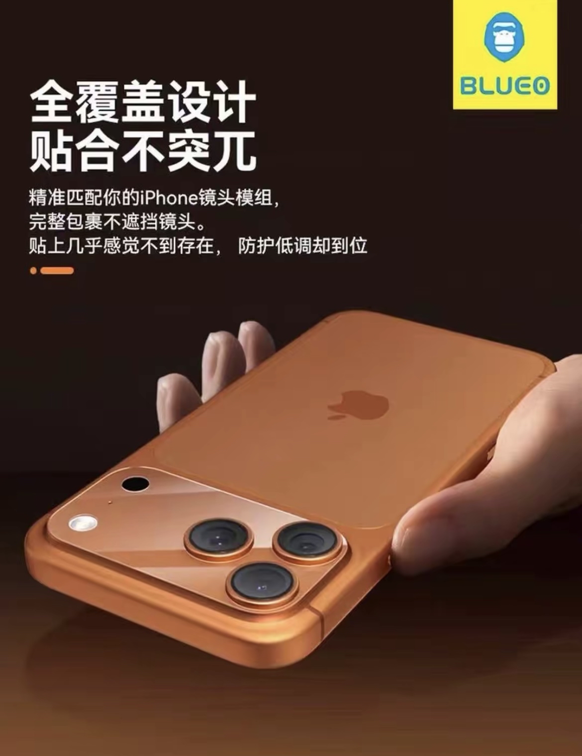 Blueo 蓝猩 iPhone 17 Pro/ 17 Pro Max 镜头底座保护膜 | 隐形磨砂防刮花 | 柔性全覆盖背贴