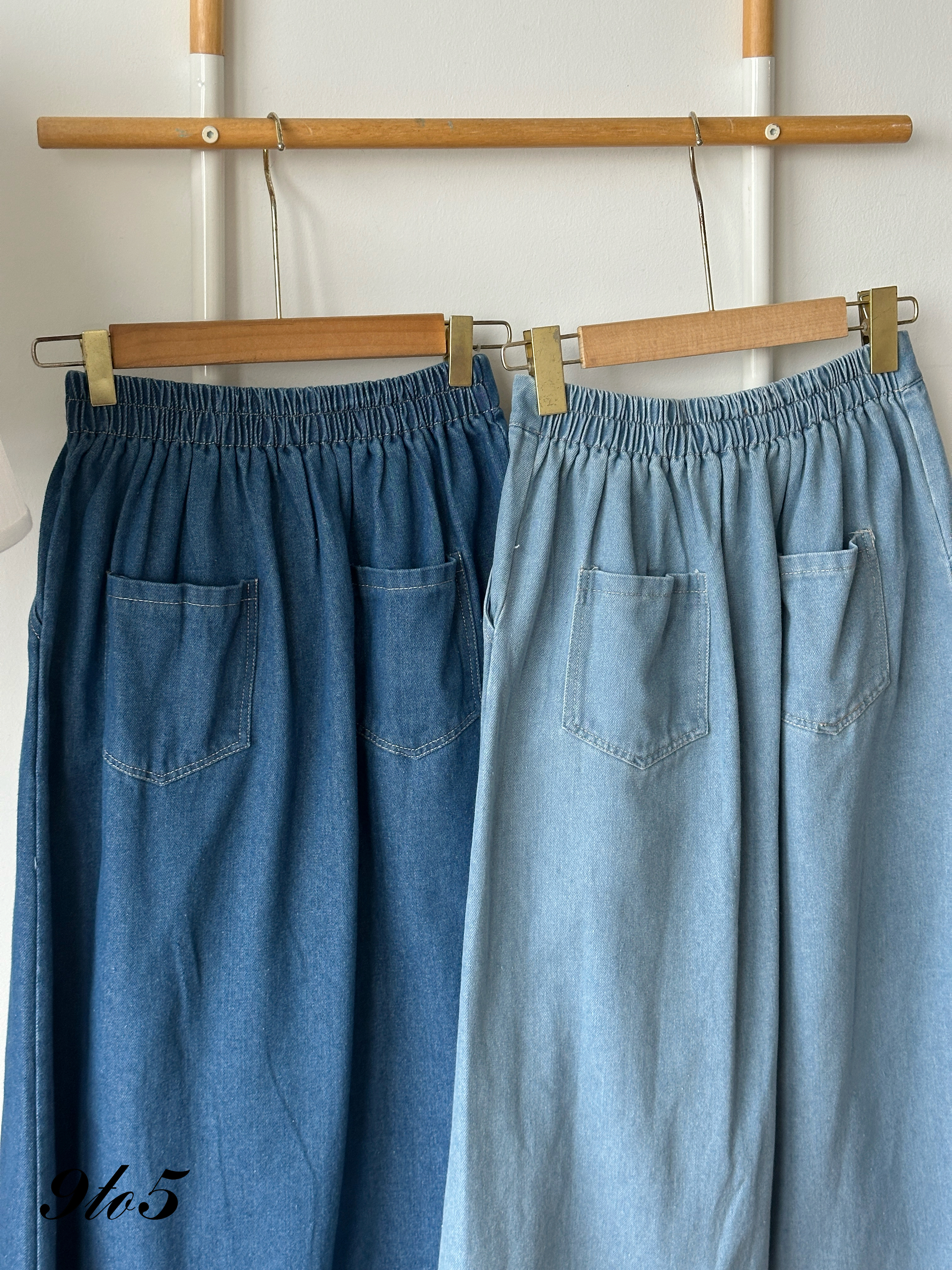 S1972 A Line Denim Skirt - D.Blue & L.Blue