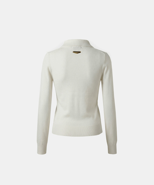 Fine Merino Wool Polo Cardigan - Cream