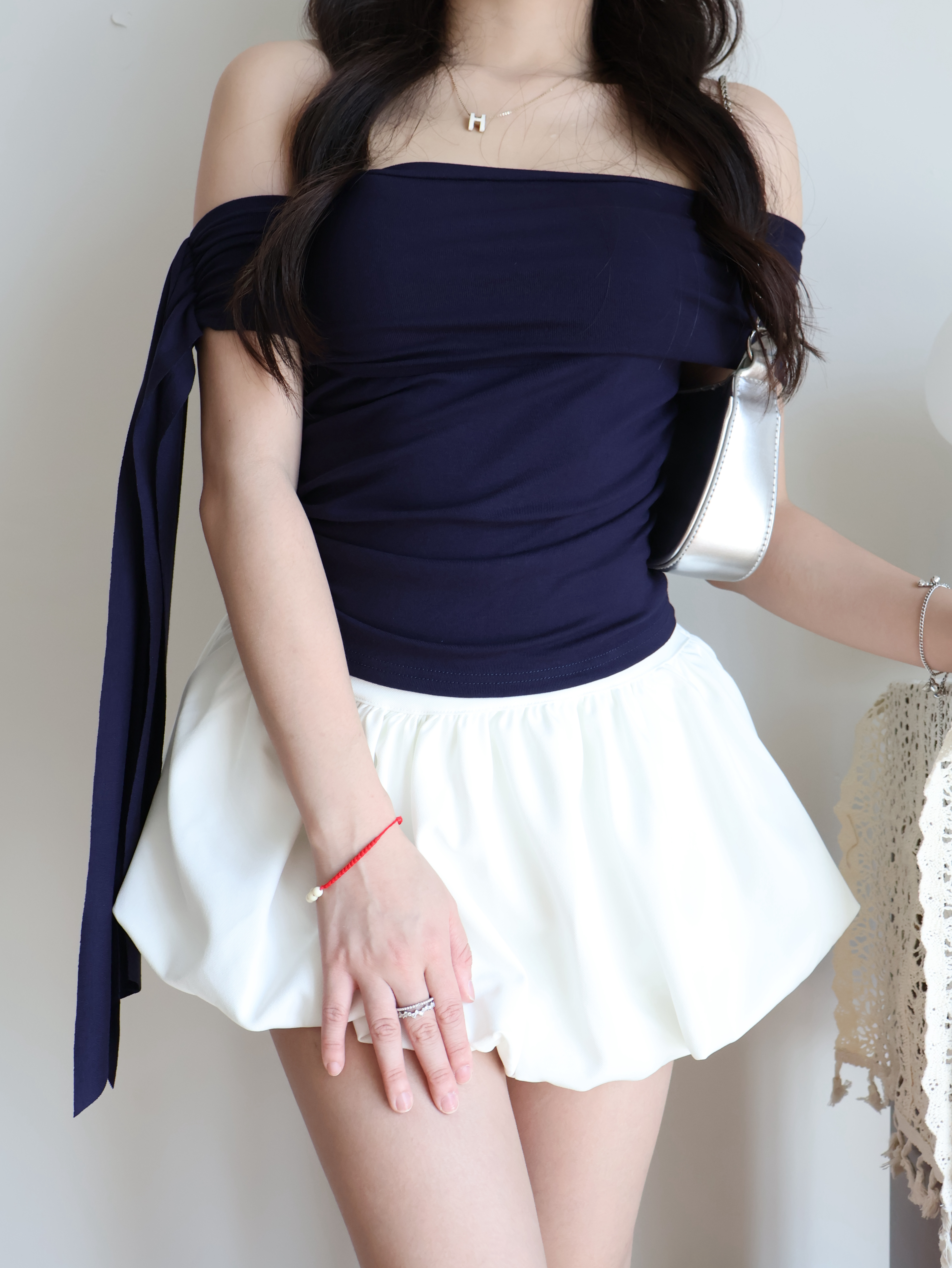 Arthur Off Shoulder Shirt | Navy