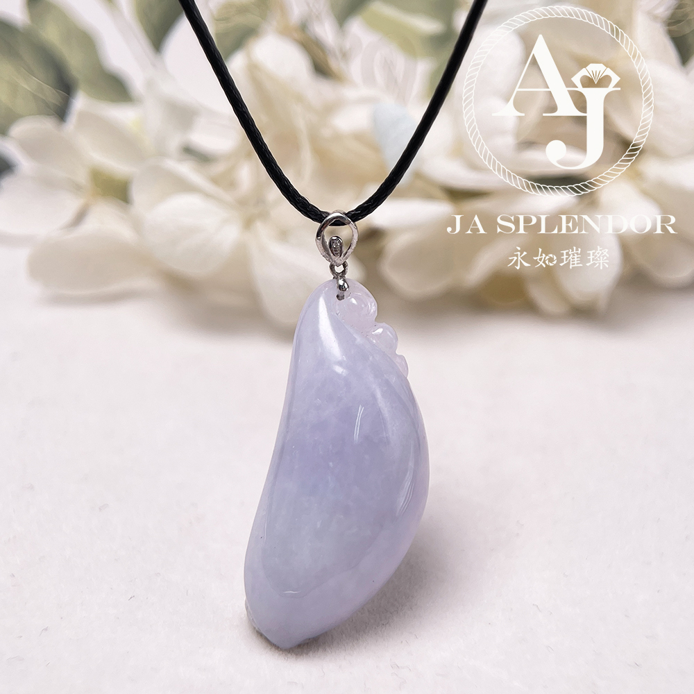 JNK-95 天然翡翠A玉 紫氣東來萬壽股果18K金吊墜