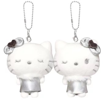 Sanrio - Hello Kitty & Hello Mimmy 銀色鑰匙扣
