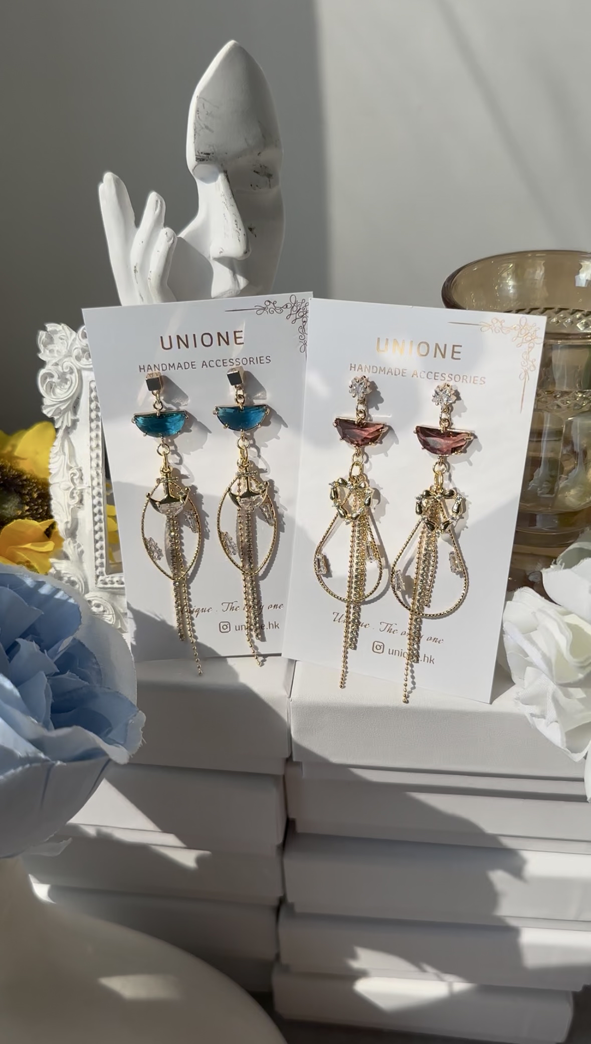 紅晶心鑽耳環❤️