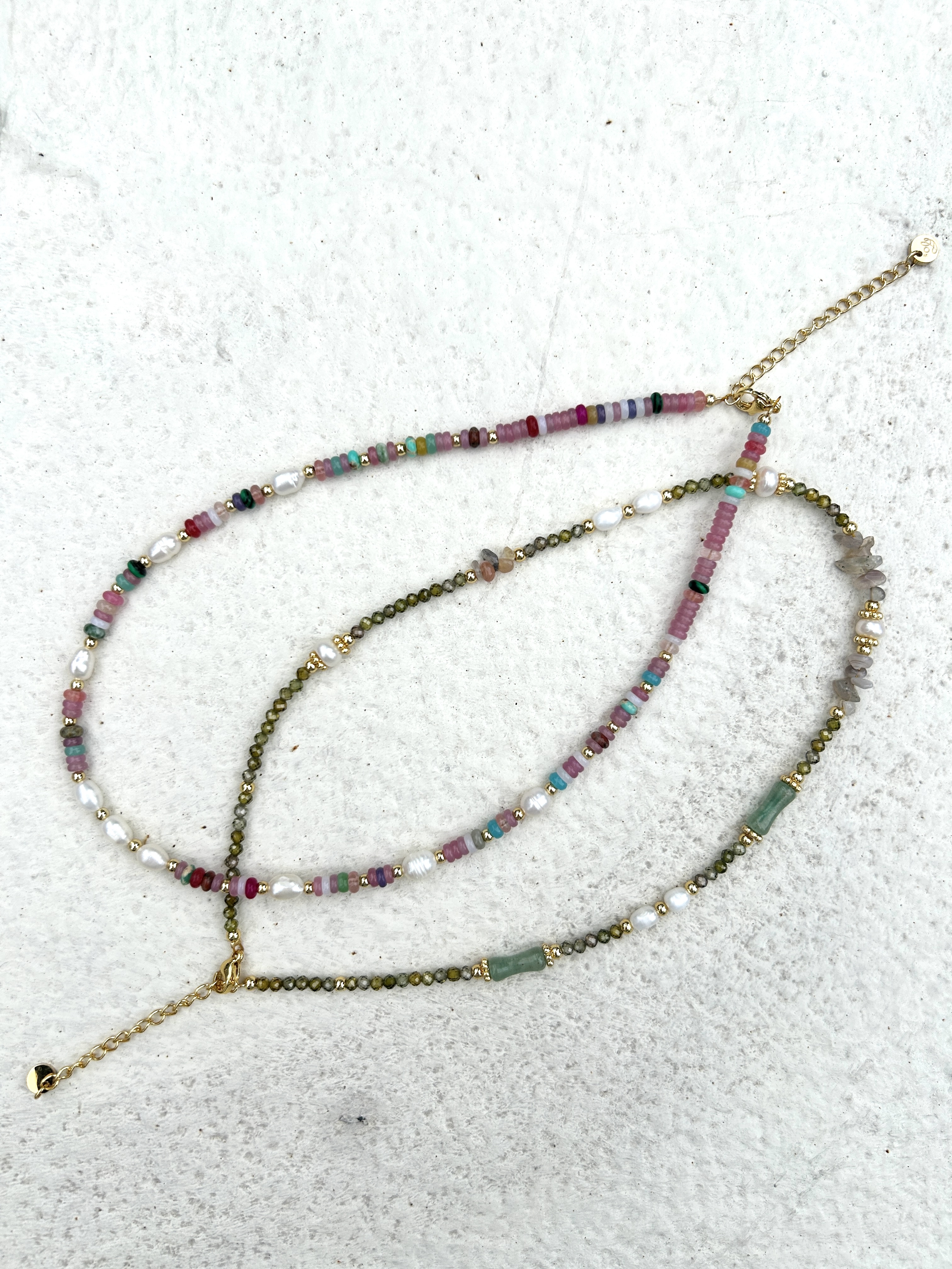 Green stone stainless necklace